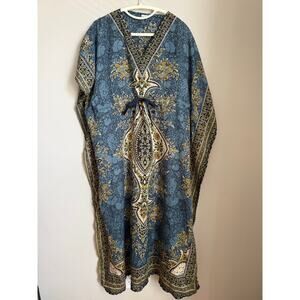 Boho Paisley Print Viscose Kaftan Maxi Dress OSFM